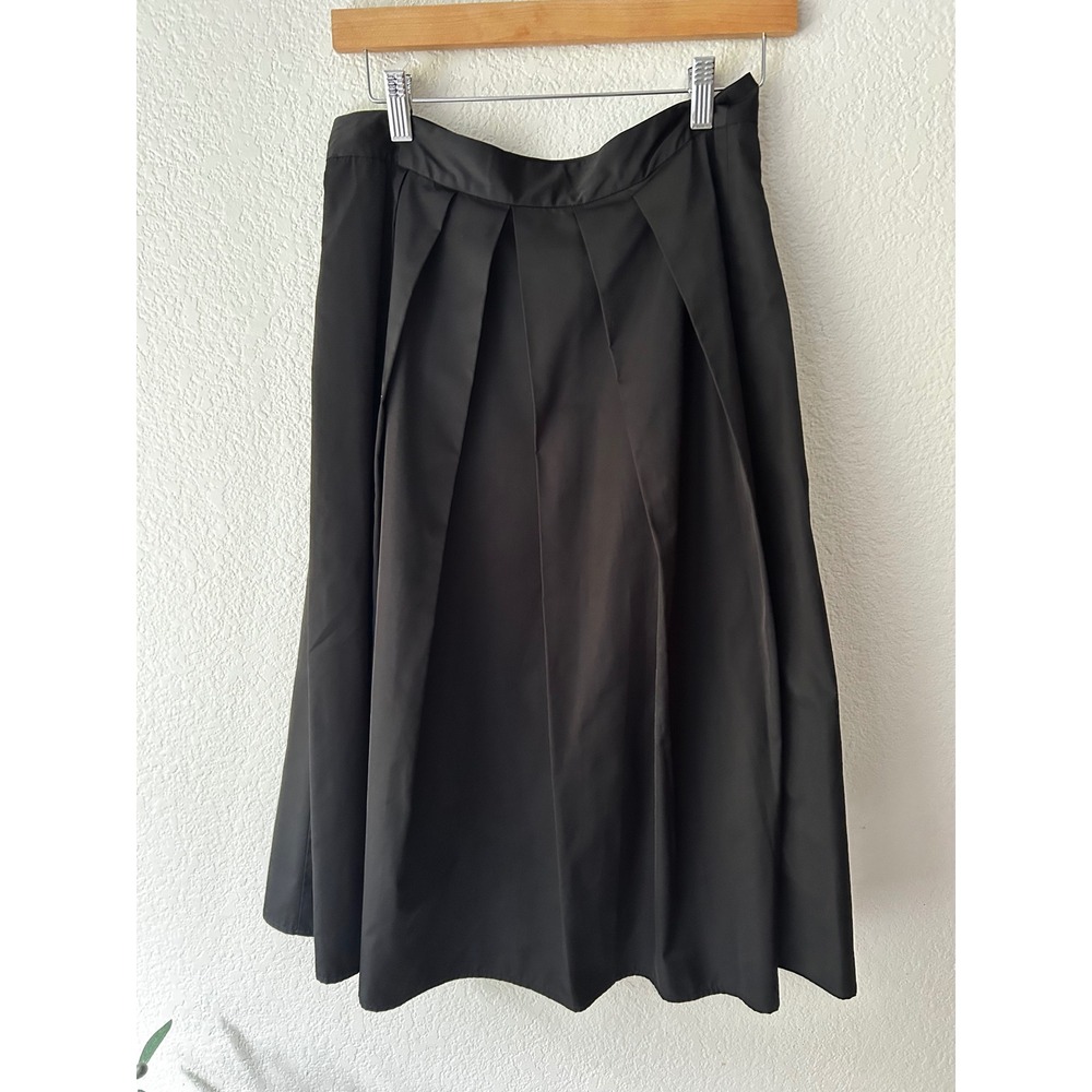 Catherine Catherine Malandrino Black Pleated Midi Skirt Size 6 A-Line Box Pleat